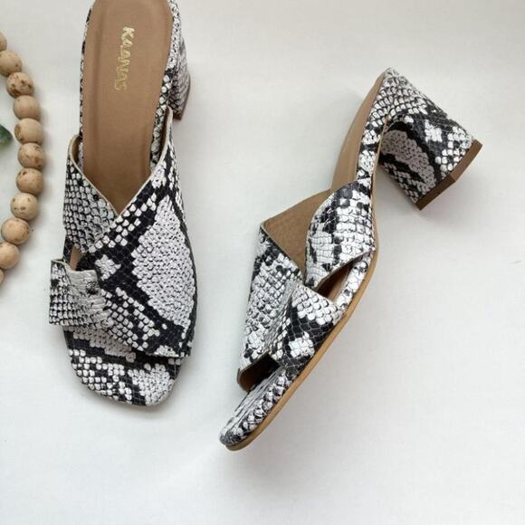 KAANAS Tallinn Snake Heel Sandals Bovine leather Mules - Picture 2 of 9